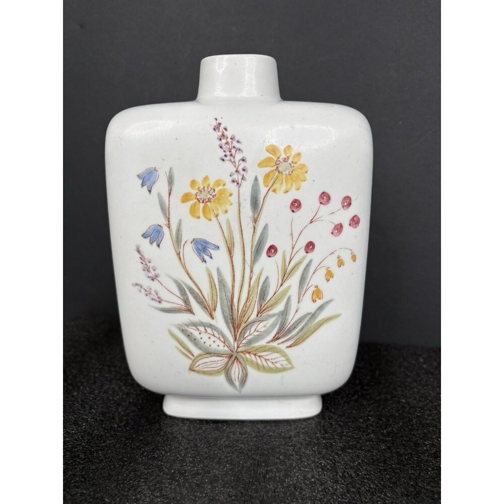 Vintage Rorstrand Sweden Vase Lars Thoren Vild Blommor MCM Floral Folk Art